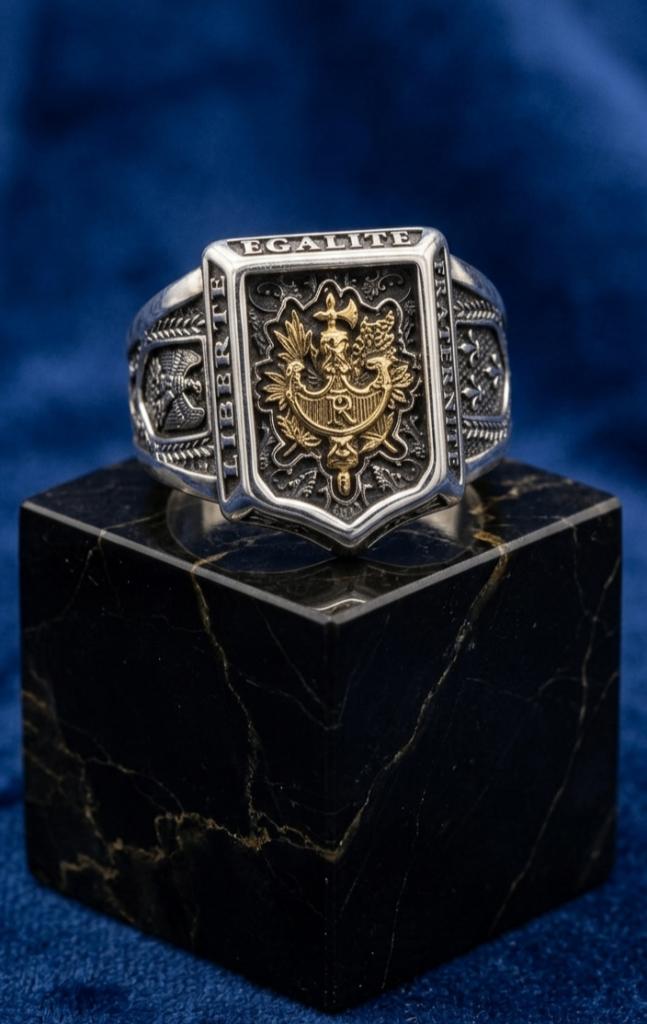 Exclusieve Handgemaakte Zegelring – 18k Goud & 925 Zilver, Handtassen en Accessoires, Ringen, Ophalen, Goud, Goud