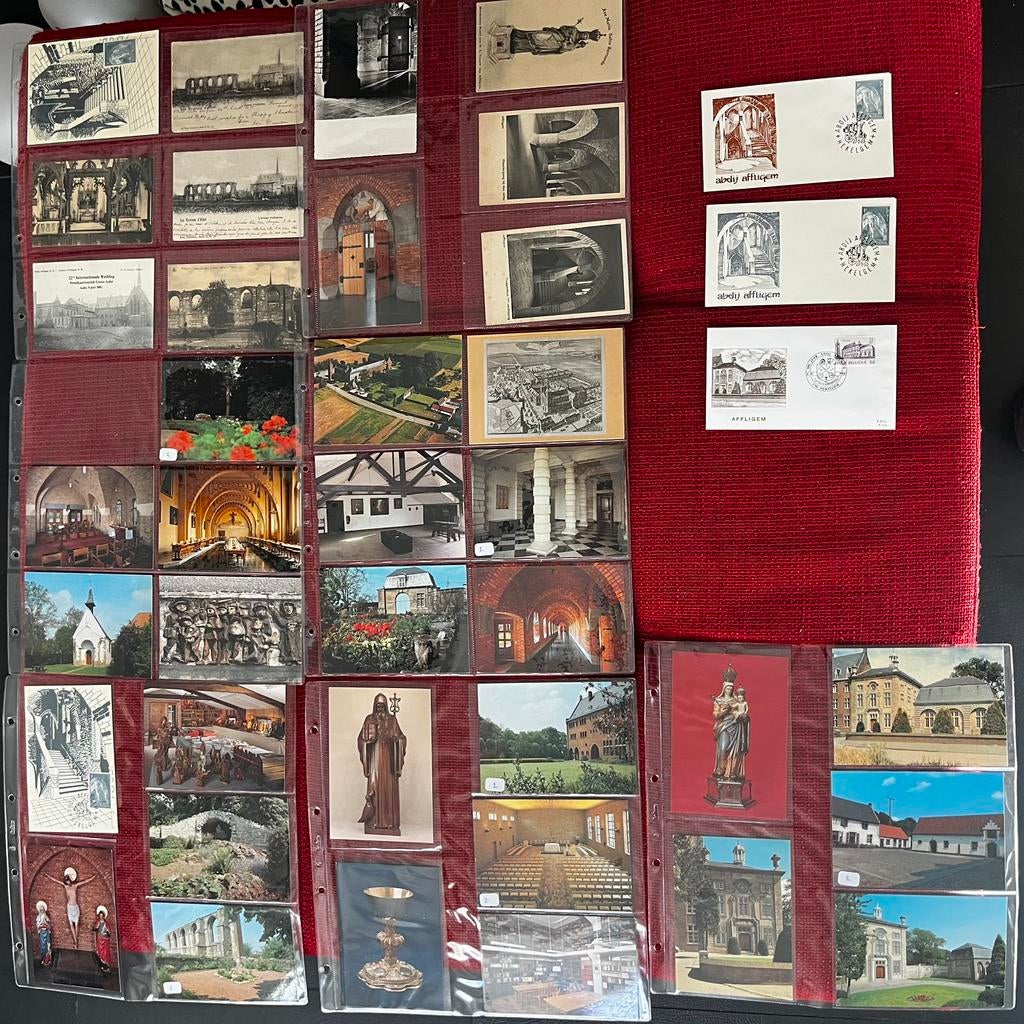 Postkaarten en postzegel Abdij Affligem, Ophalen of Verzenden