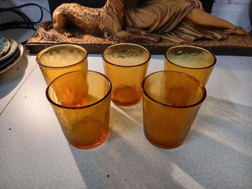 5 arcoroc Sierra glazen amber, Ophalen of Verzenden