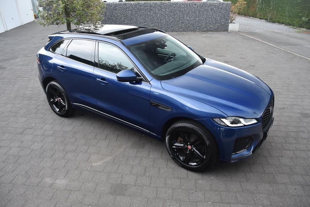 Jaguar F-Pace 2.0 T PHEV AWD P400e R-Dynamic/Opendak/Fullopt, Automaat, 4 cilinders, Blauw, Leder