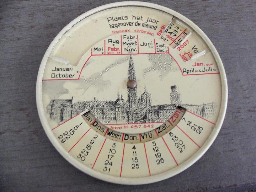 Calendrier en étain antique ! Anvers 1849-2007 ! C'est rare, Antiquités & Art, Enlèvement ou Envoi