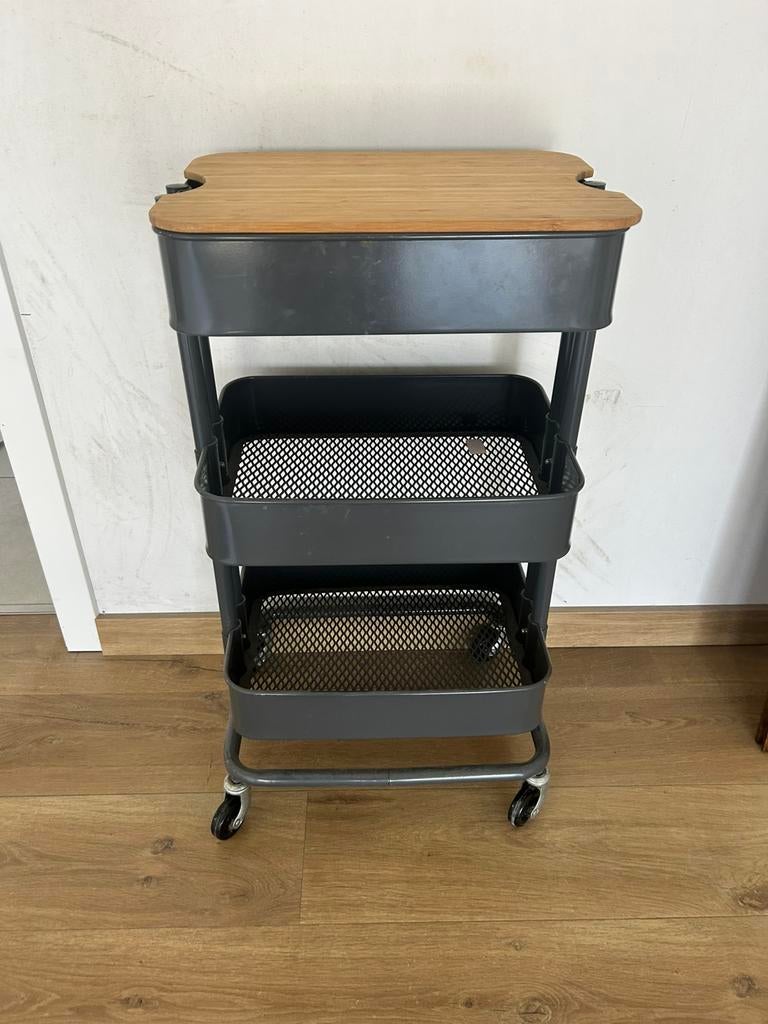 Rolkar / keukentrolley met houten blad, Ophalen, Zo goed als nieuw