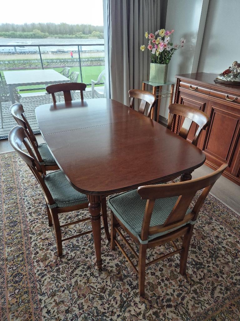 salle à manger complète et meuble TV, Enlèvement, Utilisé, Klassiek, 6 à 8 chaises