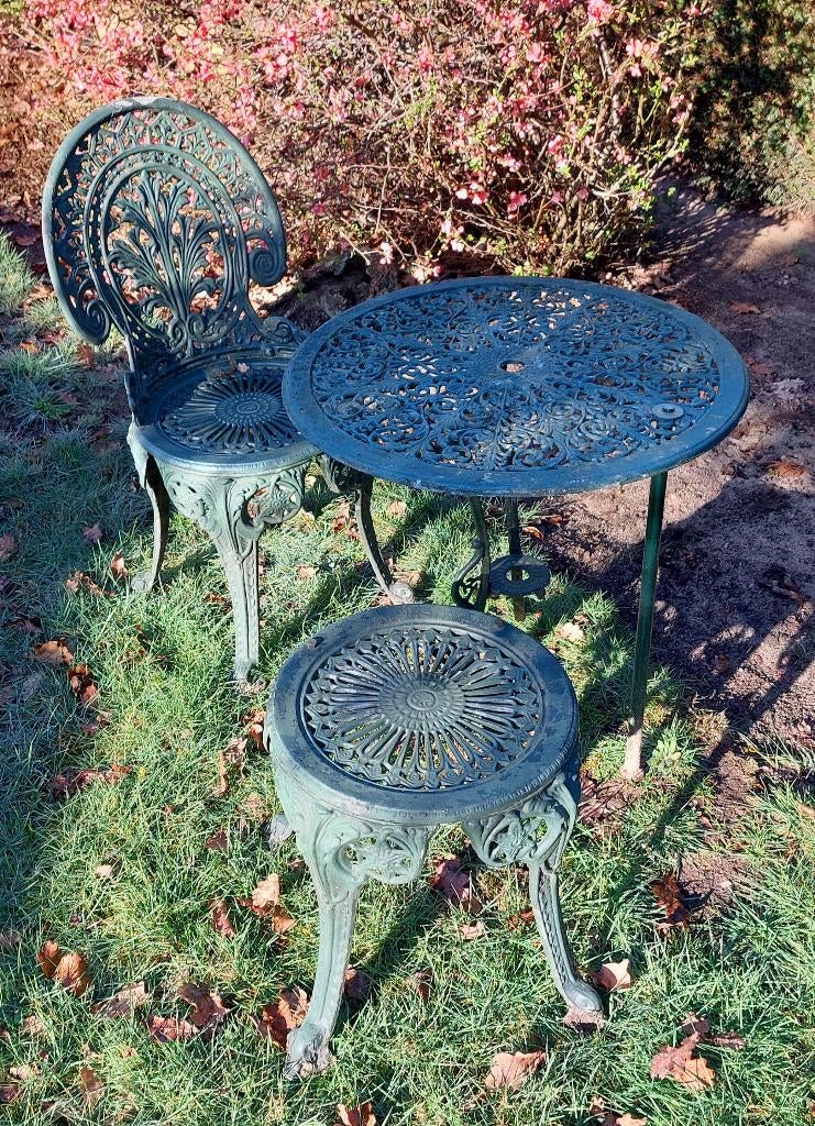 Tuinset in aluminium, Gebruikt, Bijzettafel, Aluminium, Tuinset