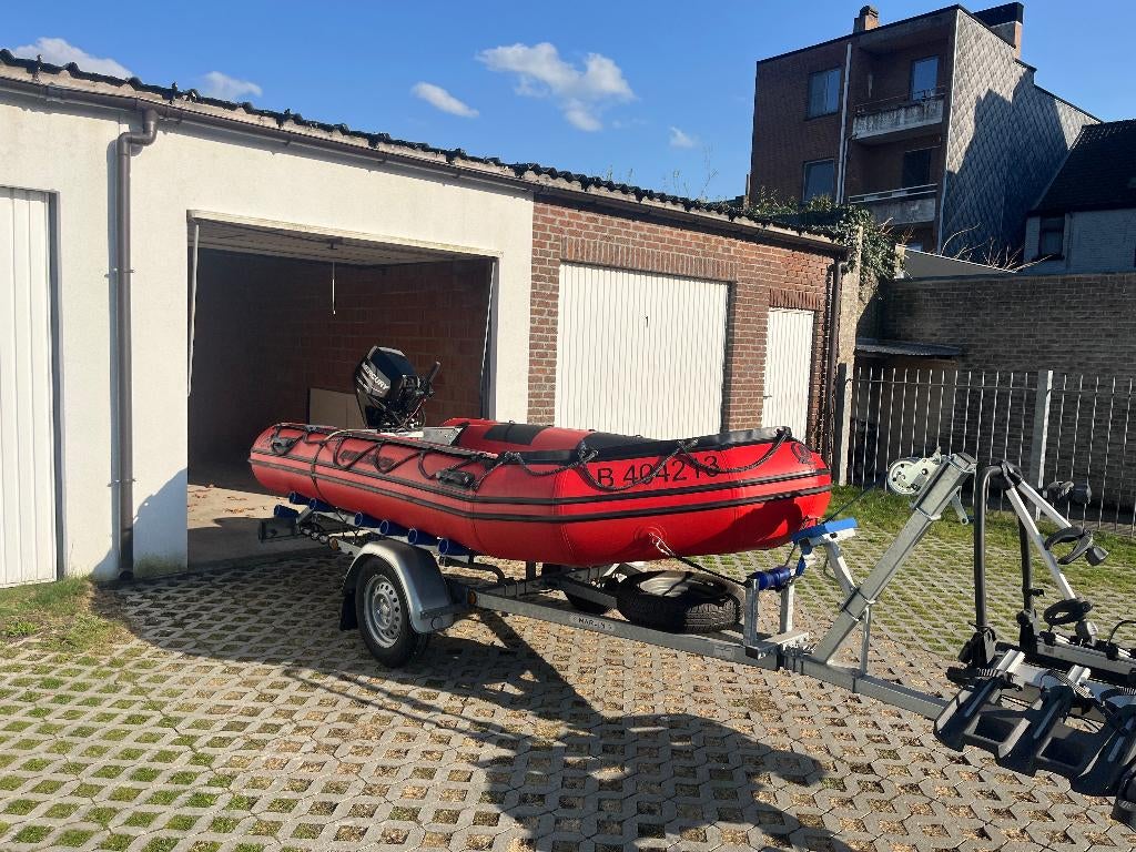 Dérive Mercury 20HP avec remorque et autres accessoires, Aluminium, Quicksilver, Comme neuf, Essence