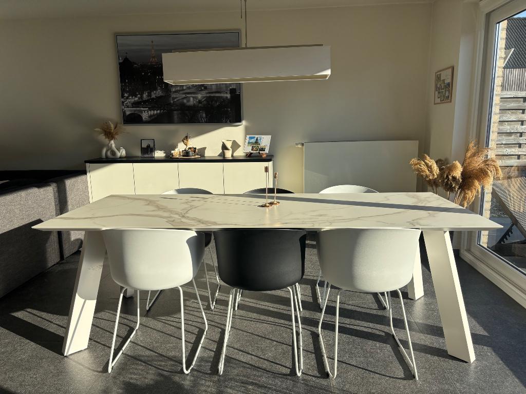 Eettafel marmerlook, Huis en Inrichting, Tafels | Eettafels, Ophalen, Overige materialen, 200 cm of meer, 50 tot 100 cm