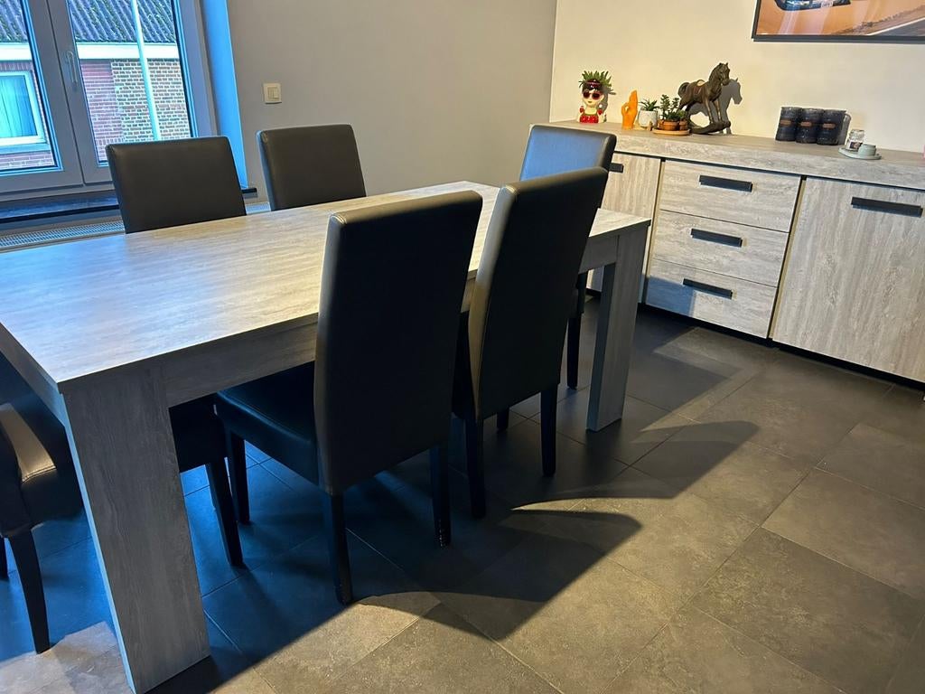 Table + 6 chaises + buffet, Maison & Meubles, Enlèvement, Utilisé, Modern, 4 à 6 chaises