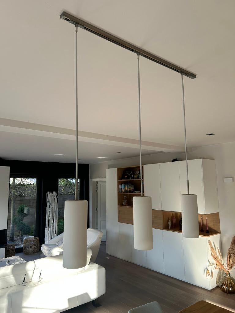 Moderne en strakke luster - railverlichting, Ophalen, Gebruikt, Glas, Strak