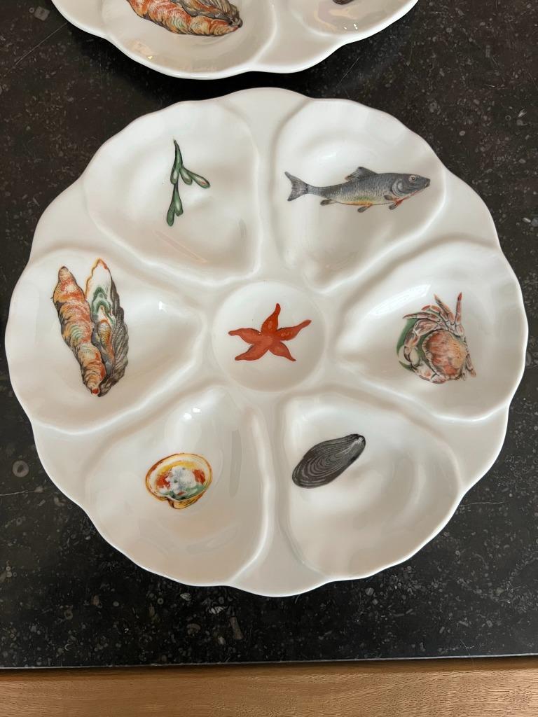 4 Porcelaine de Paris Collectie Antieke Oester borden,, Antiek en Kunst, Ophalen of Verzenden