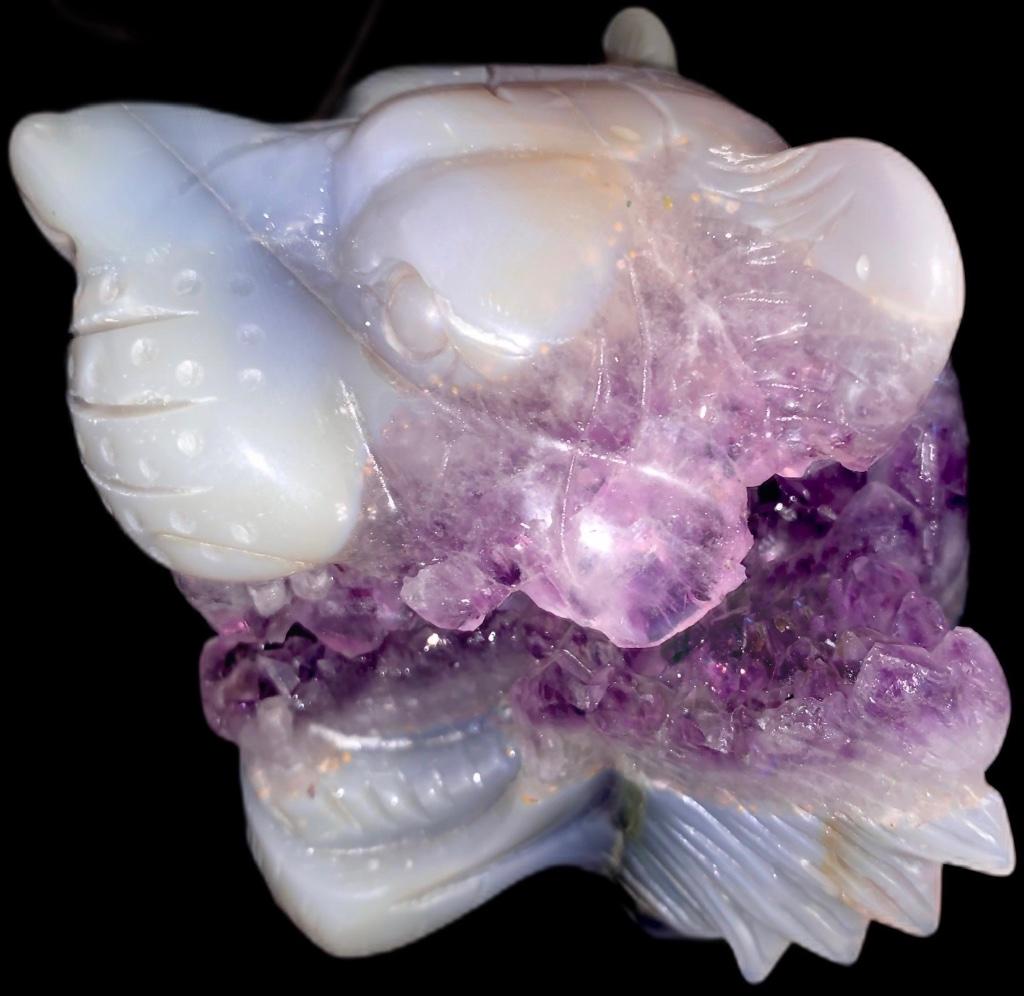 Amethyst Tijger Agaat Beeld Buste Hoofd, Ophalen of Verzenden