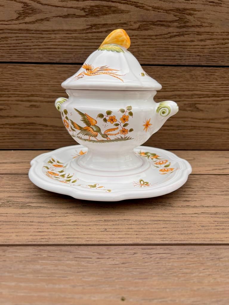 Vaisselle vintage Desvres Moustiers, bol à soupe et soucoupe, Antiquités & Art, Enlèvement ou Envoi