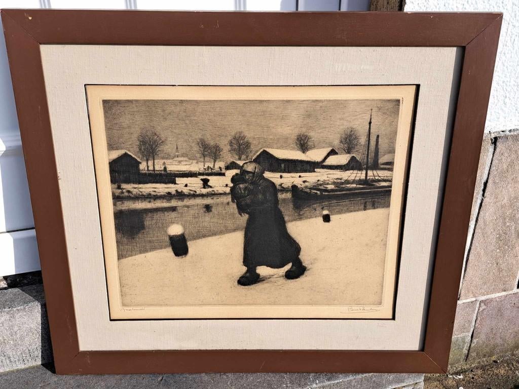 eau forte maternite signe pierre paulus, Antiquités & Art, Enlèvement ou Envoi