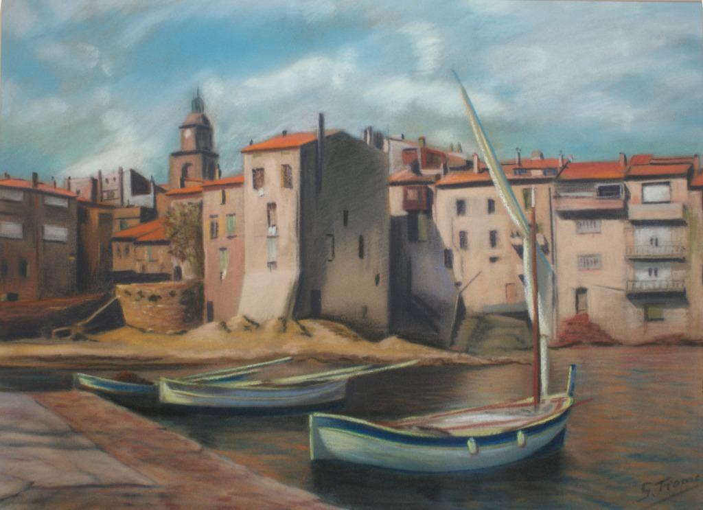 G. Froment: Zuiders Havenzicht (77 x 62 cm), Antiek en Kunst, Kunst | Schilderijen | Klassiek, Ophalen of Verzenden