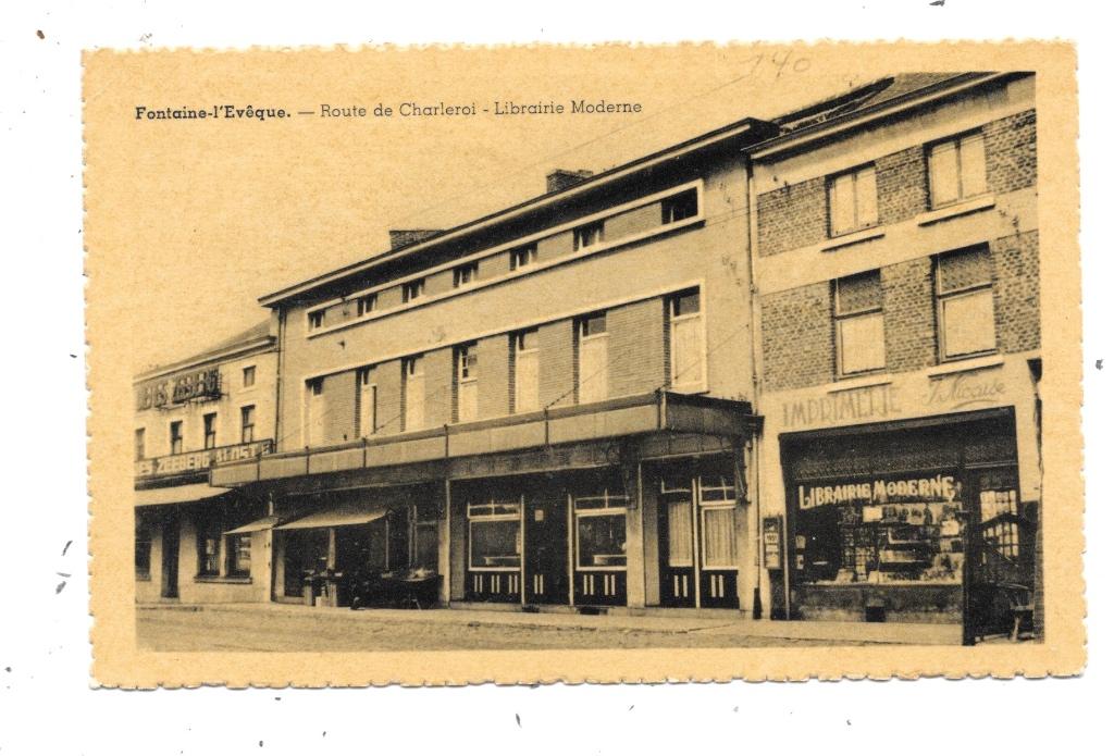 Fontaine-l'Evêque NA180: Route de Charleroi. Librairie, Envoi, 1940 à 1960, Non affranchie, Hainaut