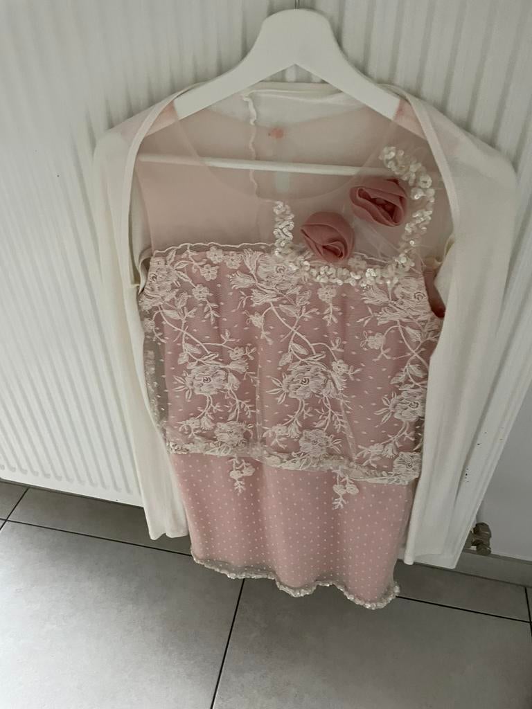 Kinder feest/communie jurk Linea Raffaelli 12-14j + bolero, Ophalen, Zo goed als nieuw