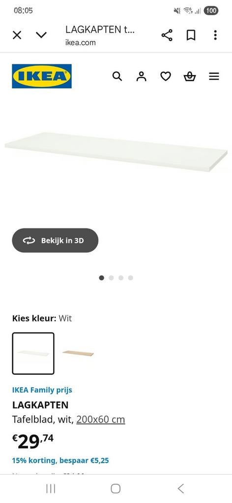 Bureaublad Lagkapten 200x60, Maison & Meubles, Bureaux, Enlèvement, Comme neuf