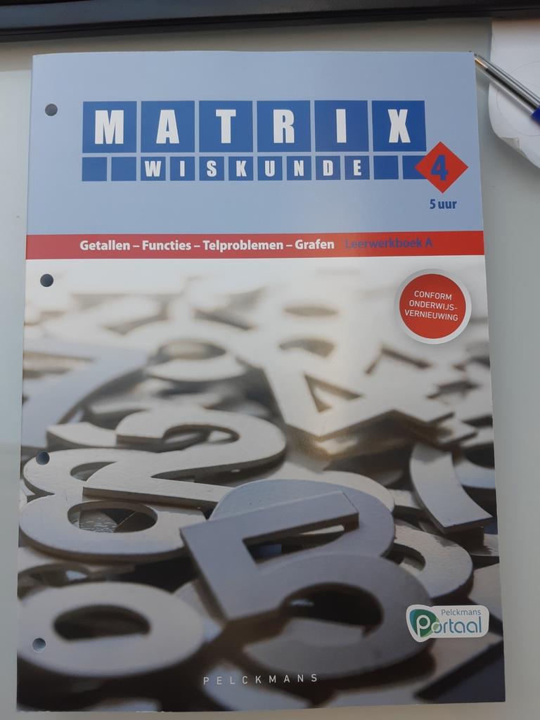 Matrix wiskunde 4 voor 5u leerwerkboek A, Neuf, Enlèvement, Secondaire, Pelckmans