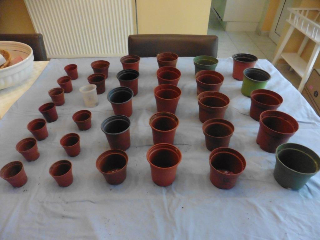 90 plastic kweekpotjes voor planten en bloemen., Kunststof, Gebruikt, Rond, Ophalen of Verzenden