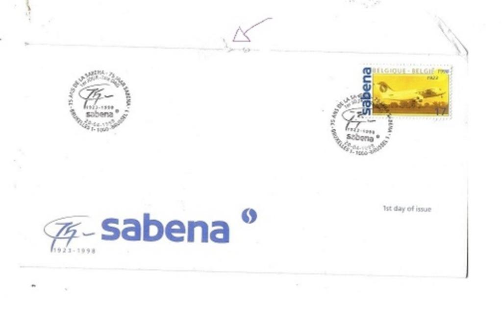 75 jaar SABENA - 1é dag POSTZEGEL - timbre - FDC, Ophalen of Verzenden