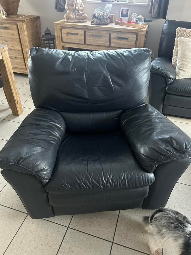 Relax zetel, Huis en Inrichting, Fauteuils, Ophalen, Klassiel donker blauw, Gebruikt, 75 tot 100 cm