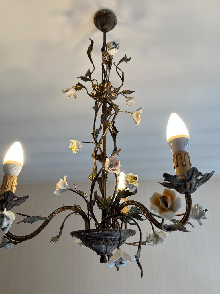 Vintage antieke Italiaanse Tole kroonluchter - zeldzaam, Antiek en Kunst, Ophalen