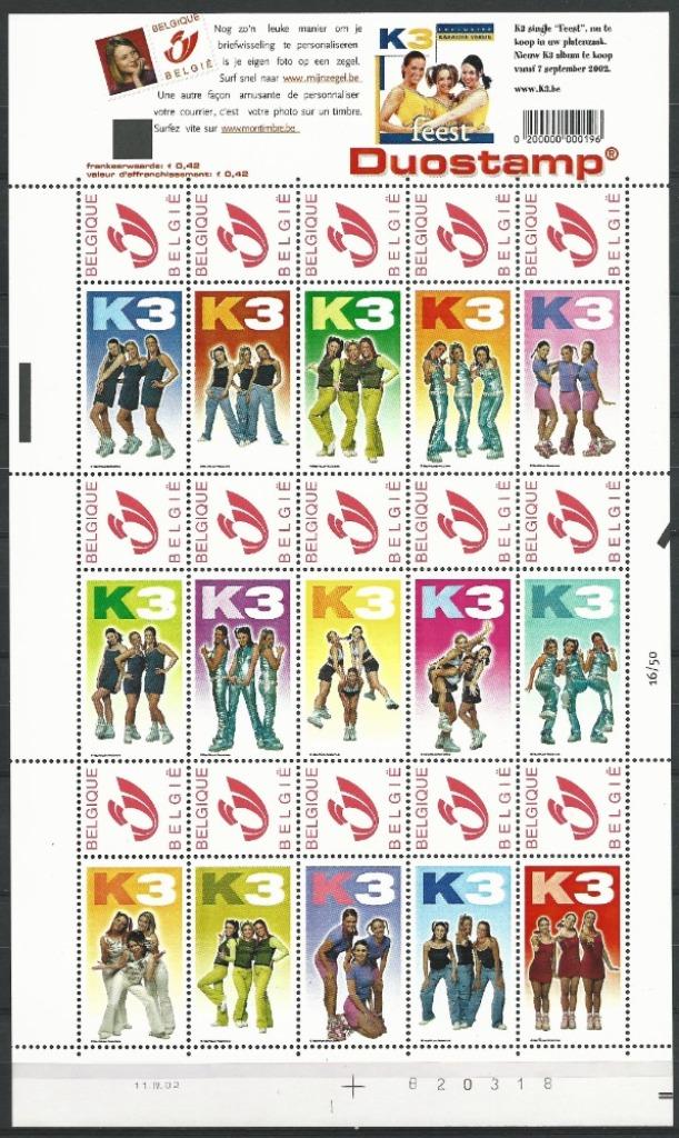 BELGIUM Duostamps - K3 - the originals, Postzegels en Munten, Orginele gom, Ophalen of Verzenden, Zonder stempel, Postfris
