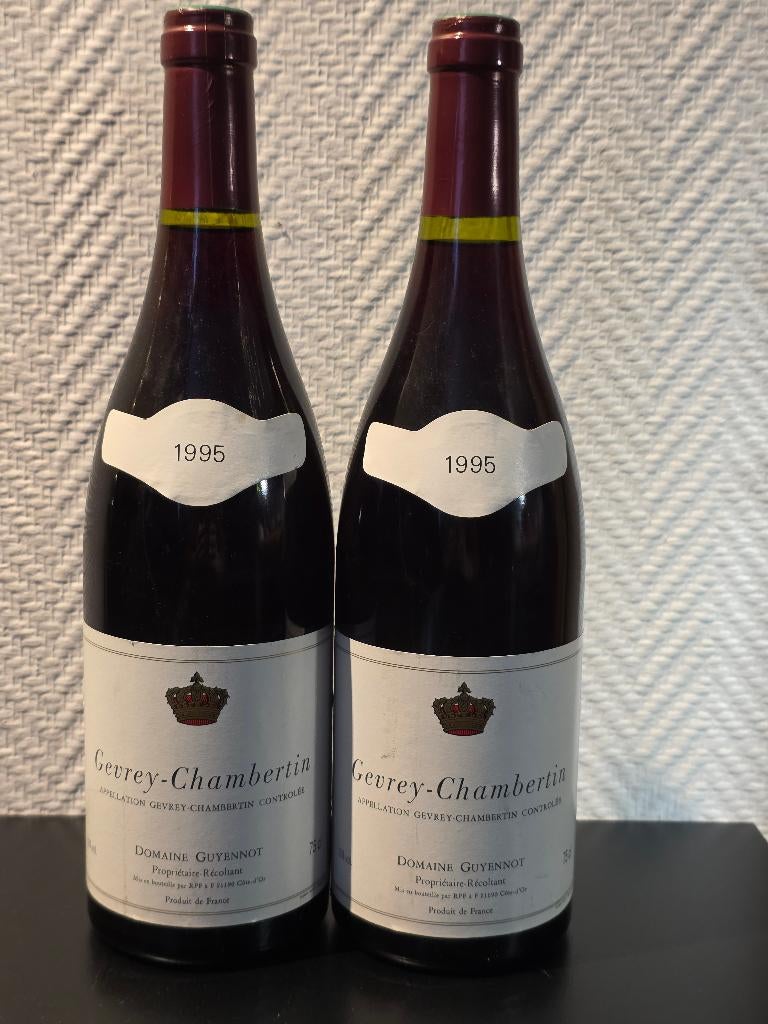 2x Gevrey-Chambertin 1995 - Domaine Guyennot, Collections, Pleine, Comme neuf, Vin rouge, France