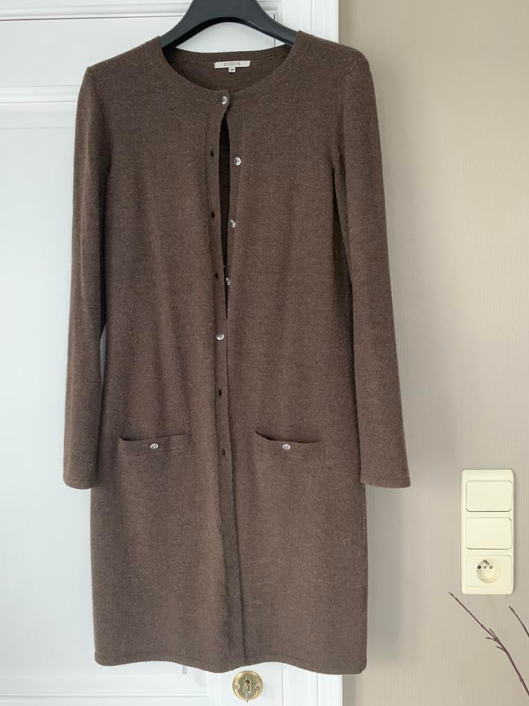 Half lange fijne vest Cardigan Gigue 38 bruin, Kleding | Dames, Truien en Vesten, Ophalen of Verzenden