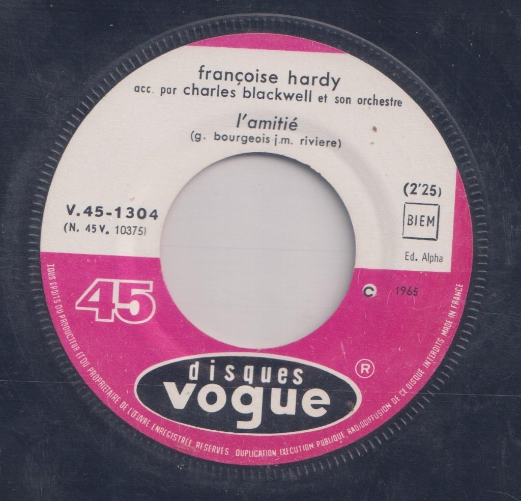 Françoise Hardy – L’amitié / Ce petit coeur - Single, Enlèvement ou Envoi, Single, Utilisé, Pop