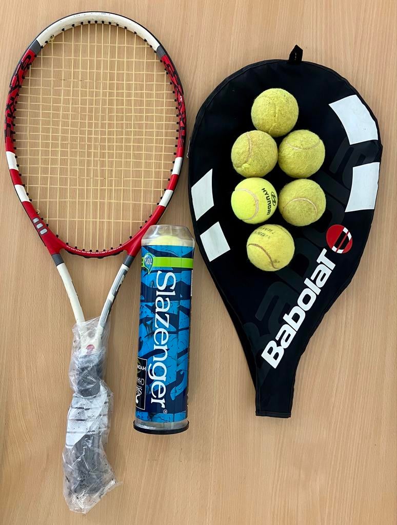 Raquette Babolat, sac et balles, Enlèvement ou Envoi, Utilisé, Raquette, Babolat
