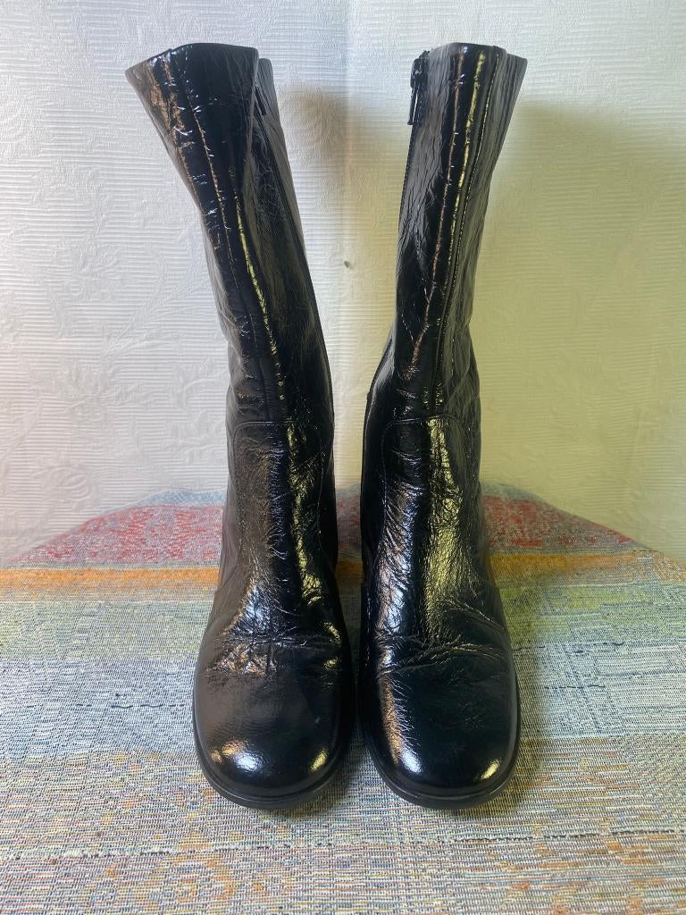 Högl Mid-Calf Boots - Maat 36 - Zwart Leer - Blokhak - Zgan!, Kleding | Dames, Hoge laarzen, Högl, Verzenden, Zwart