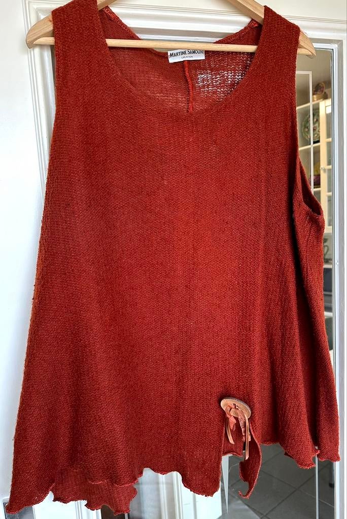 Damestop (tanktop), Martine Samoun, jaren 2010, XL, Martine Samoun, Zo goed als nieuw, Bruin, Shirt of Top