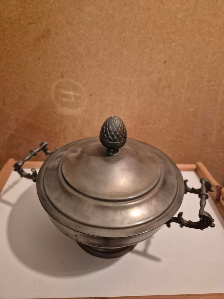 Tinnen schaal- Tinnen van Prince Bishop-, Antiek en Kunst