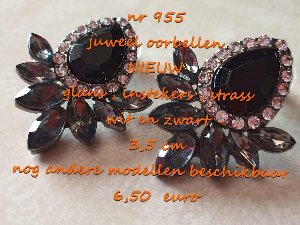 955 Juweel : oorbellen , NIEUW , verzending inbegrepen, Overige materialen, Verzenden, Zwart, Nieuw