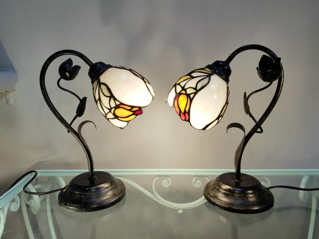 Paire de lampes style Tiffany et Art Nouveau (prix/pièce), Moins de 50 cm, Enlèvement ou Envoi, Verre, Tiffany et Art Nouveau