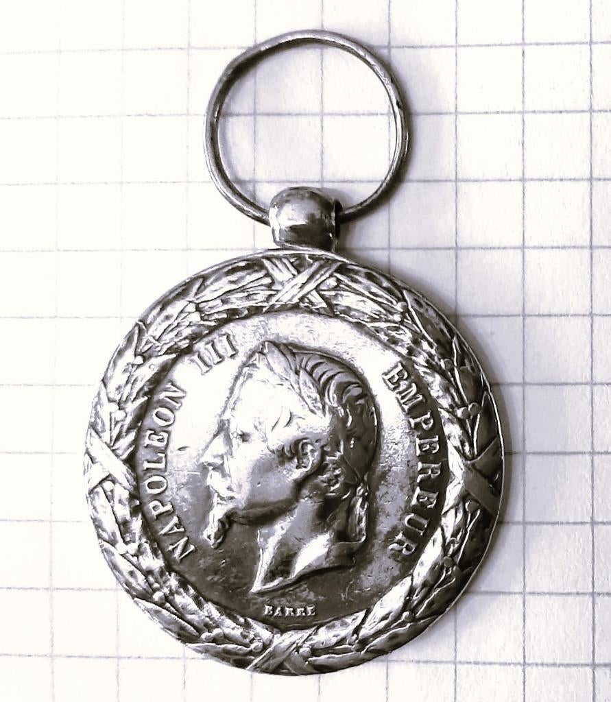Te koop: Mooi zilveren Frans Napoleon medaille anno 1859., Ophalen, Zilver