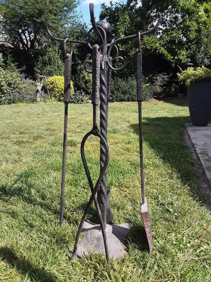 Ensemble de 4 outils pour cheminée/cassette avec support, Maison & Meubles, Enlèvement, Utilisé