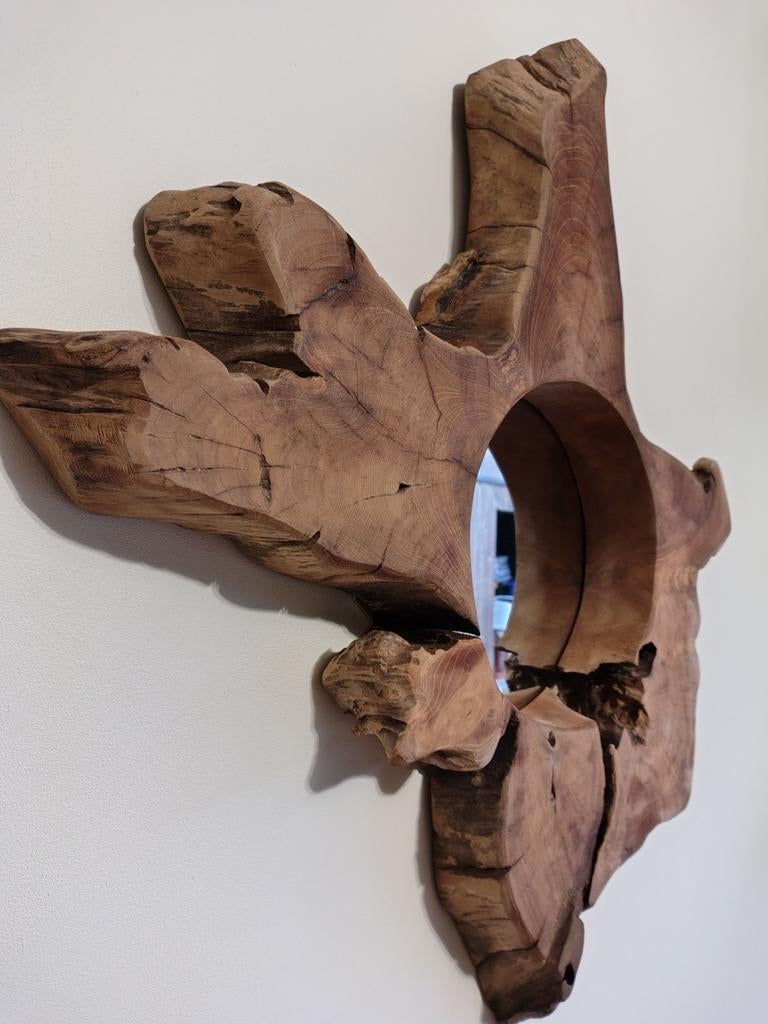 Teak wandspiegel., Huis en Inrichting, Woonaccessoires | Spiegels, Ophalen