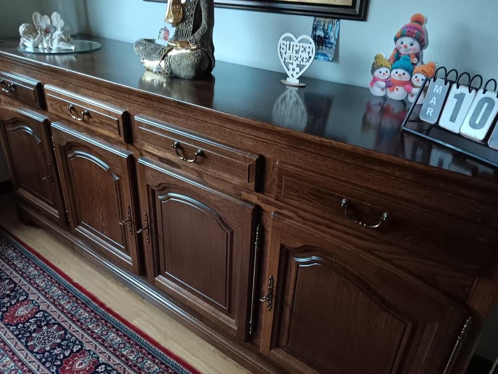 Eetkamer, dressoir,tafel, 6 stoelen en tvmeubel, Ophalen, Zo goed als nieuw, Overige houtsoorten