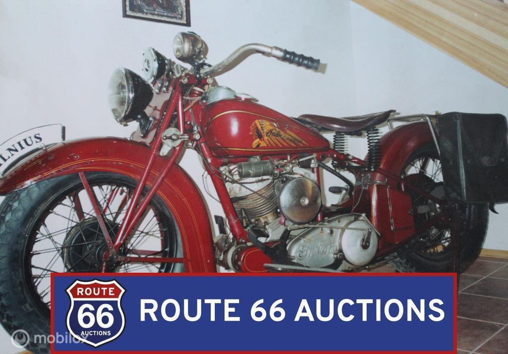 Indian Sport Scout 45ci | 1939 | Route 66 Auctions, Auto's, Overige merken, Zwart, Bedrijf, Handgeschakeld
