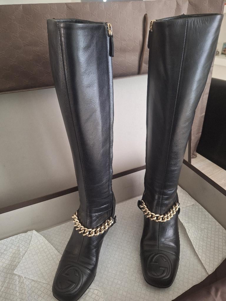 Gucci leren laarzen, Kleding | Dames, Schoenen, Zo goed als nieuw, Hoge laarzen, Zwart, Ophalen