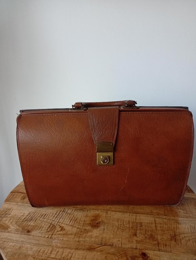 Zeer mooie vintage lederen aktetas Norris England jaren '60, Handtassen en Accessoires, Tassen | Schooltassen, Gebruikt, Bruin