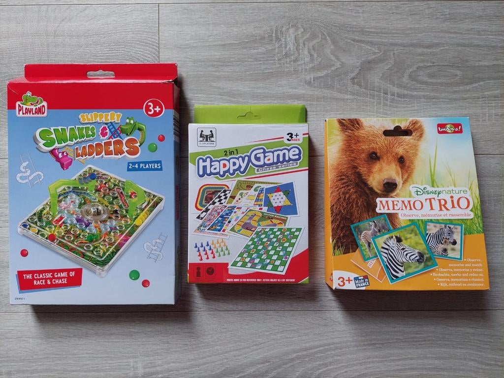3 gezelschapsspellen voor 5€, Hobby en Vrije tijd, Gezelschapsspellen | Overige, Ophalen of Verzenden, Gebruikt