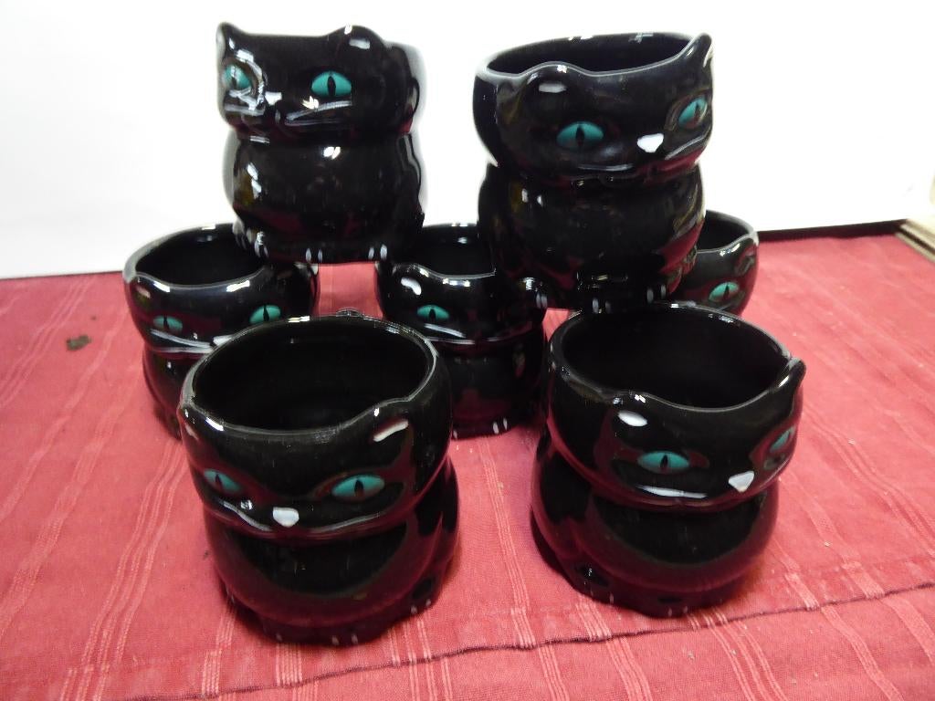 café chat noir , 7 tasses, Collections, Enlèvement ou Envoi, Comme neuf, Ustensile