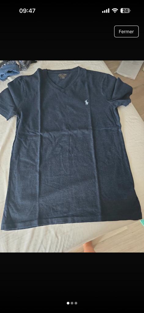 Ralph Lauren Poloshirt met V-hals - Marineblauw Heather, Kleding | Heren, T-shirts, Ophalen of Verzenden, Zo goed als nieuw, Overige maten