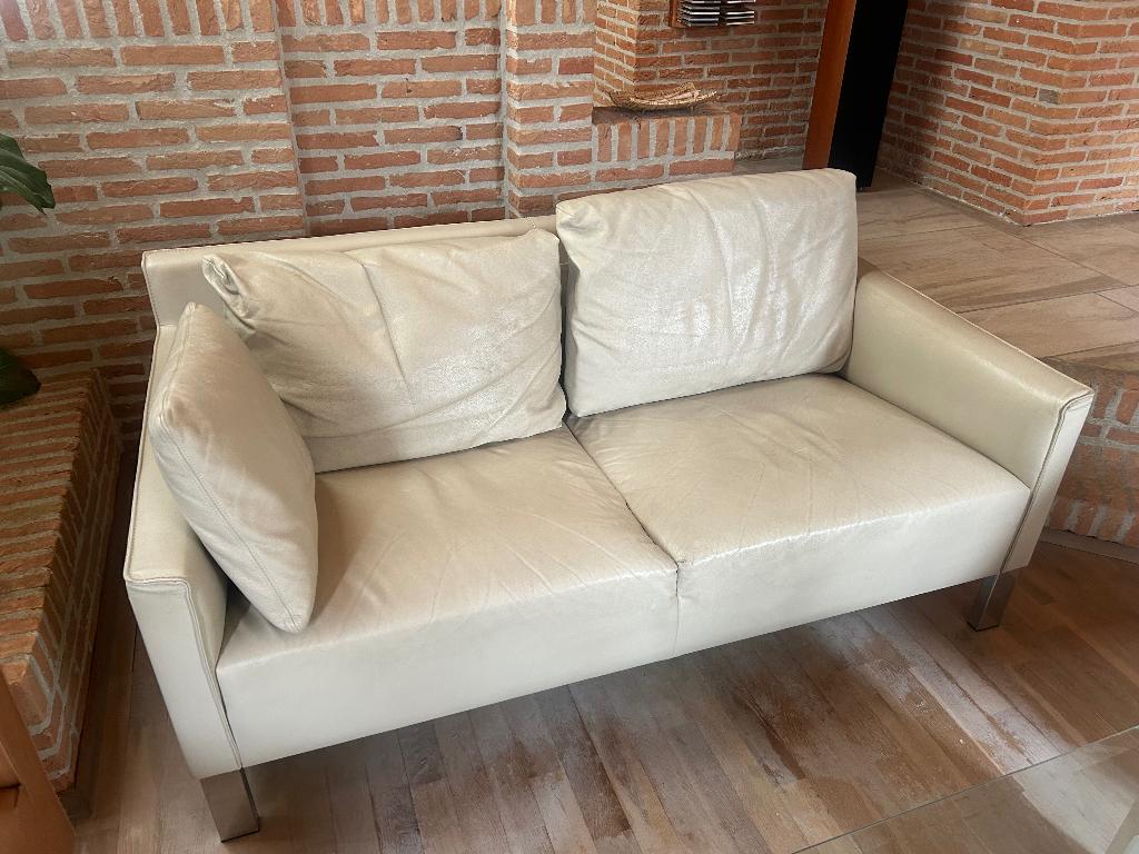 Prachtig lederen tweezit van topmerk Durlet, 75 à 100 cm, Enlèvement, Utilisé, Deux personnes