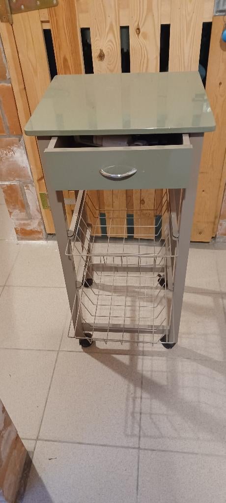 Roltafel op wielen, Keukentrolley, Ophalen, Gebruikt, Metaal