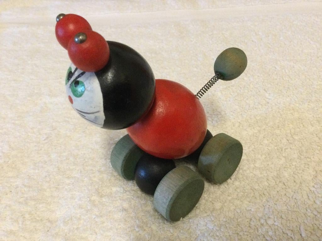 Vintage houten brio speelgoedkat  jaren 1950 - 60, Ophalen of Verzenden