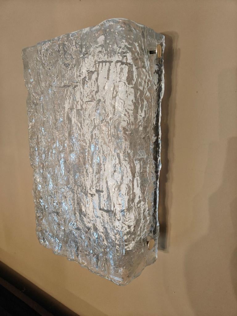 Paar vintage Ice glass wandlampen, Kaiser, 1970s, Antiek en Kunst, Antiek | Verlichting, Ophalen