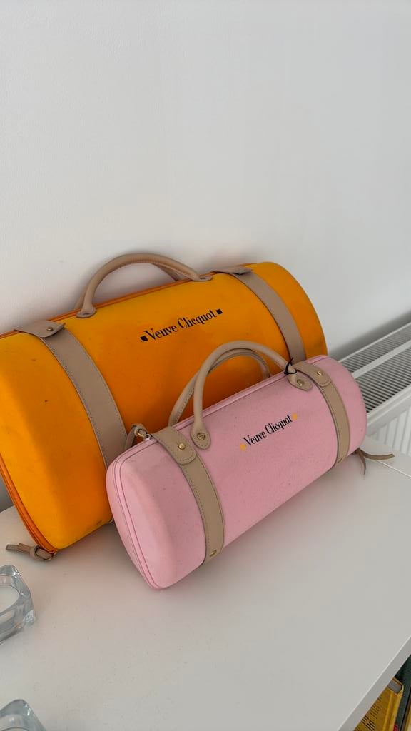 Veuve Clicquot champagnefles reistas, Ophalen, Gebruikt, Roze